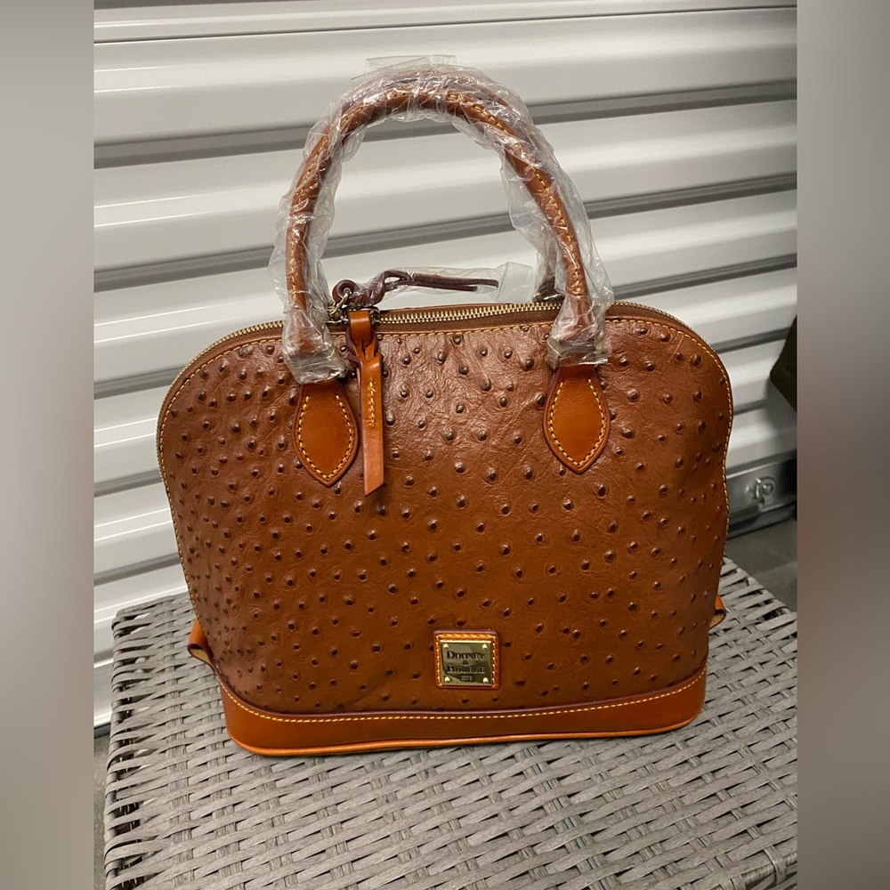 Dooney & Bourke Ostrich Domed Zip Satchel